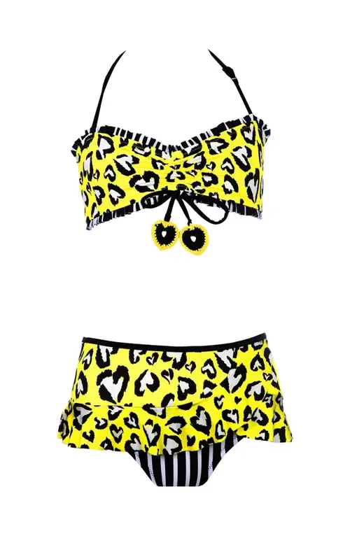 Heart Print Halter Neck Two Piece Bikini by NESSI BYRD
