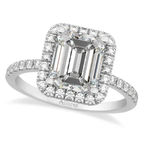 Moissanite & Diamond Engagement 14k Ring by ALLUREZ