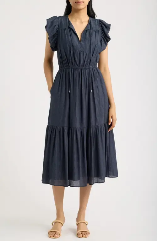 Stripe Tiered Midi Dress by Julia Jordan