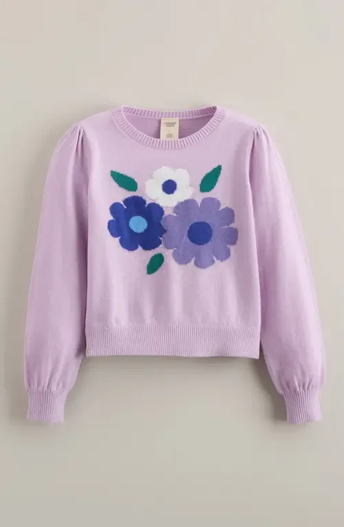 Icon Intarsia Puff Shoulder Cotton Blend Sweater by Tucker + Tate