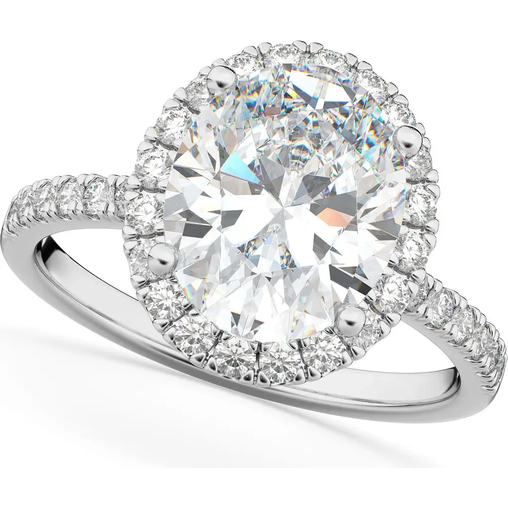 Oval Cut Halo Lab Diamond Engagement Ring 14K