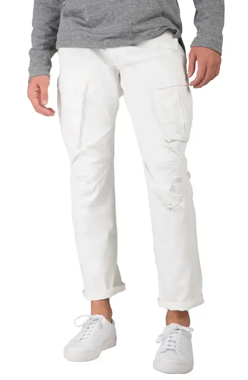 Distressed Slim Straight Cargo Jeans by LEVEL 7