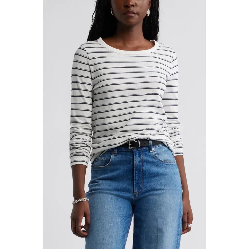 Long Sleeve Slub Crewneck T-Shirt by caslon(r)