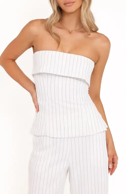 Blakely Pinstripe Foldover Strapless Top by Petal & Pup