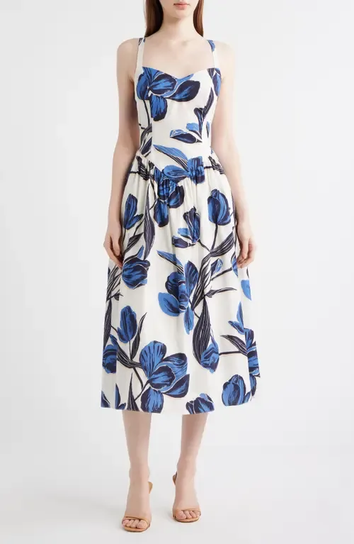 Floral Cotton Fit & Flare Midi Dress