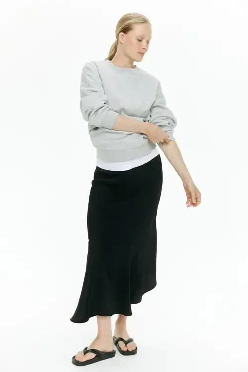 Mama Asymmetric Satin Skirt by H&M