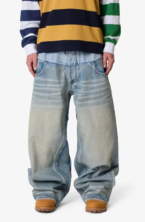 Mega Baggy Layered Denim Jeans by mnml