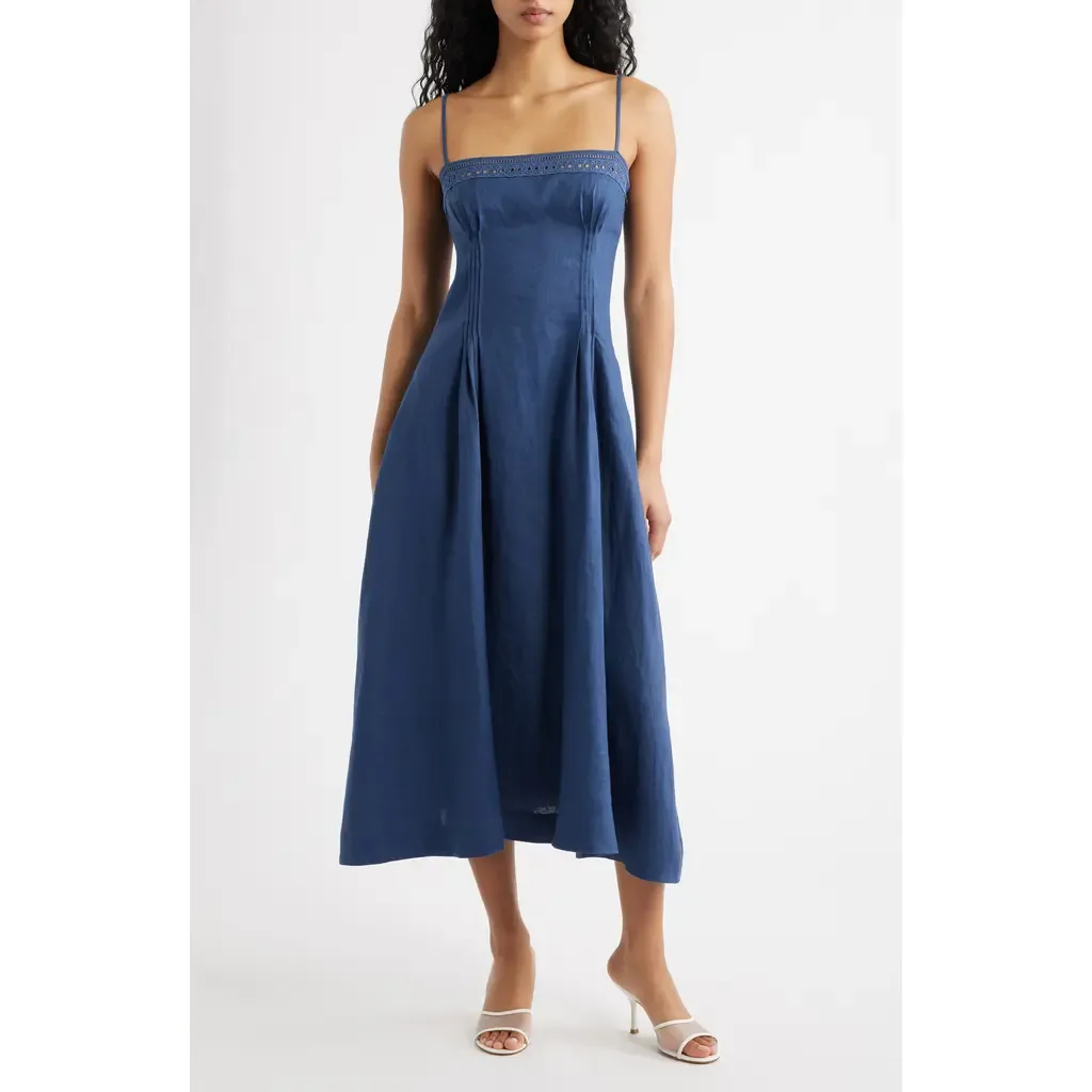 Pomona Sleeveless Linen Midi Dress by Reformation