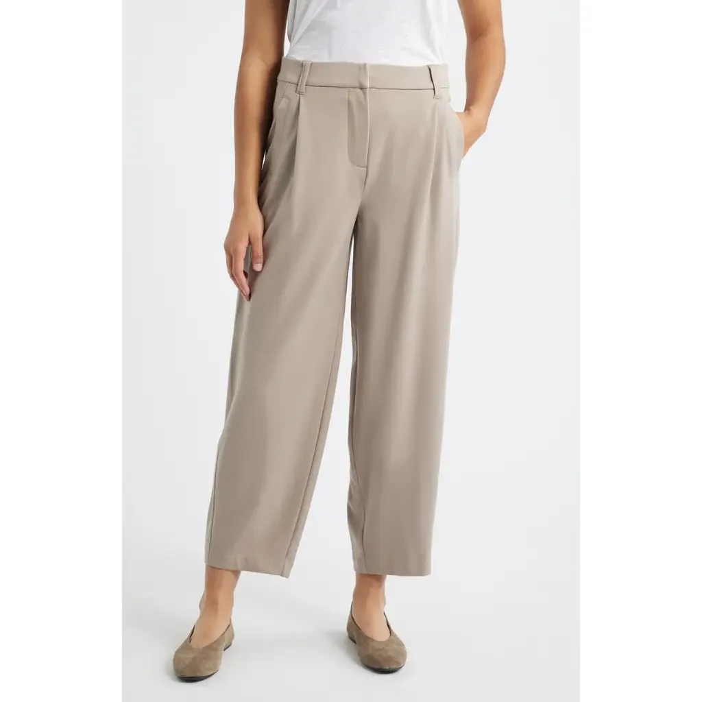 Ultra Skyrise Pleated Relaxed Barrel Leg Ankle Pants by Wit & Wisdom