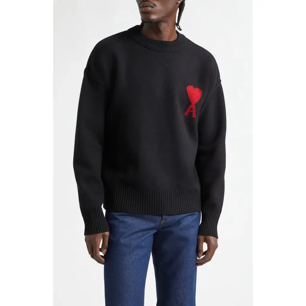 Ami De Coeur Monogram Crewneck Sweater by AMI PARIS