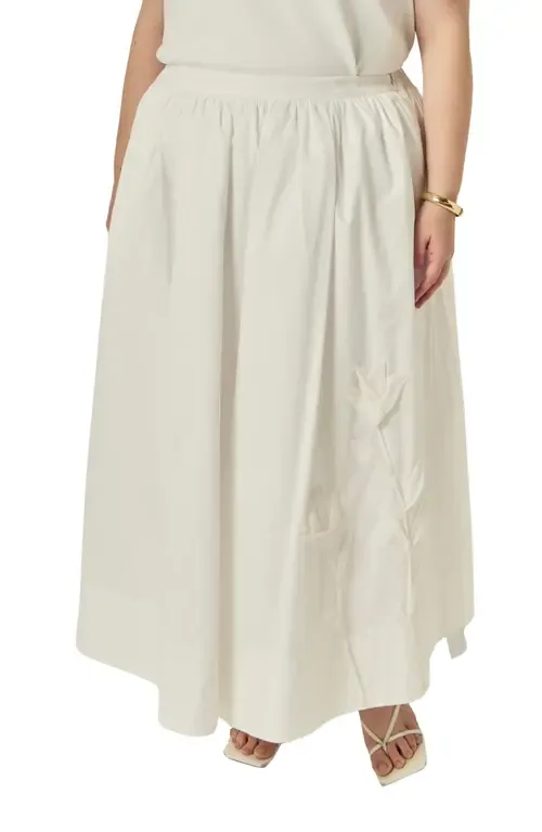 Appliquéd Floral Midi Skirt by English Factory