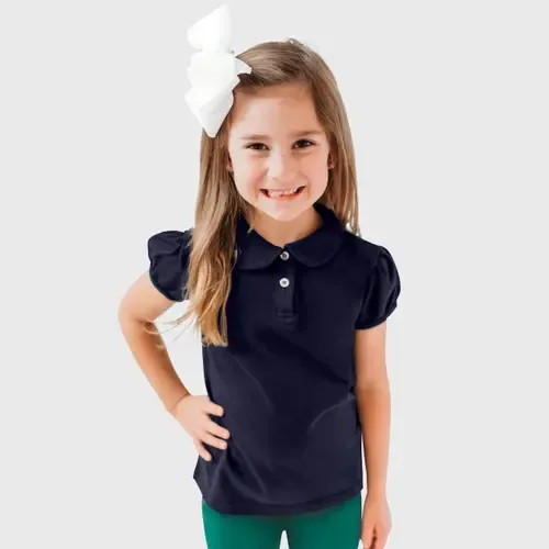 100% Cotton Puff Short Sleeve Polo Tee with Peter Pan Collar by CITY THREADS