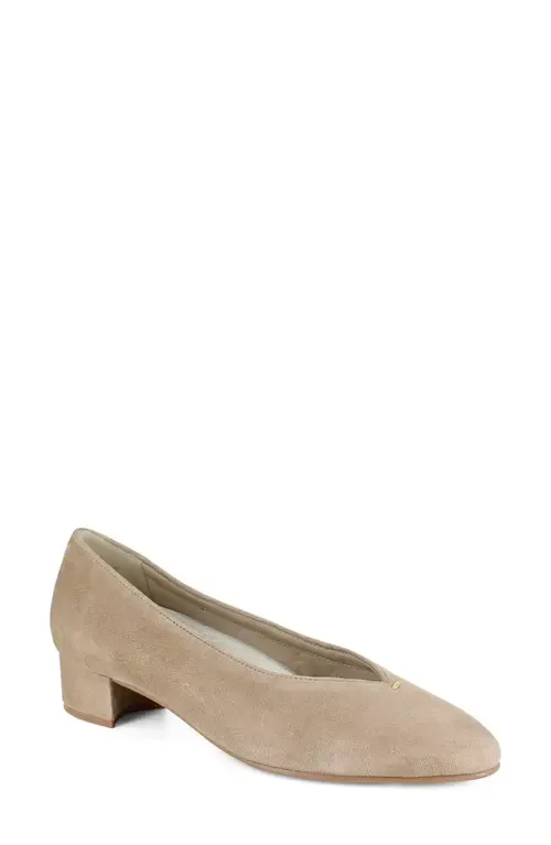 Hannah Block Heel Pump in Tan Suede by Munro