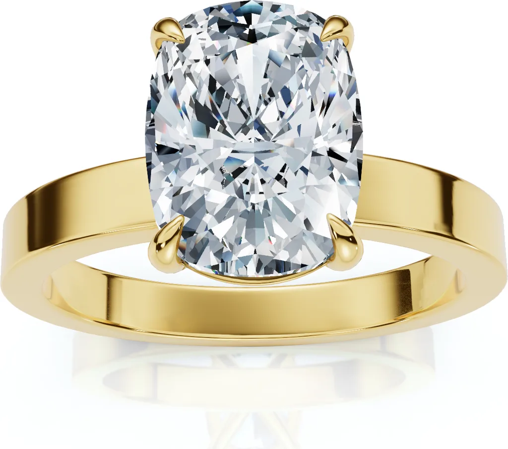 Certified 2Ct Cushion Diamond Cigar Band Engagement Ring 14k Gold Lab Grown by Bliss Diamond