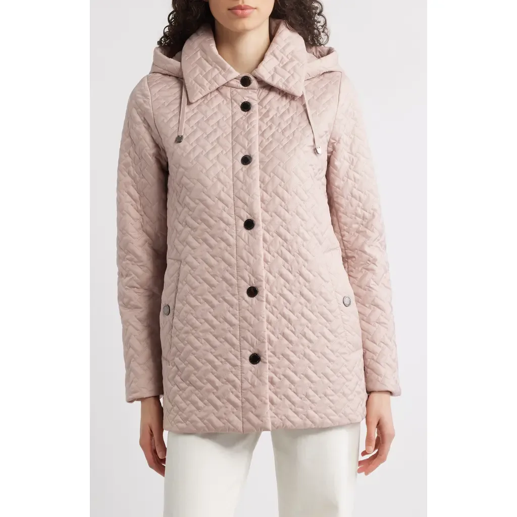 Water Resistant Quilted Jacket with Removable Hood by London Fog