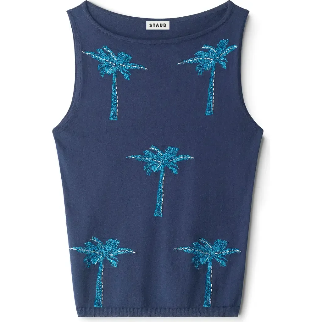 Arden Embroidered Palm Tree Top by STAUD