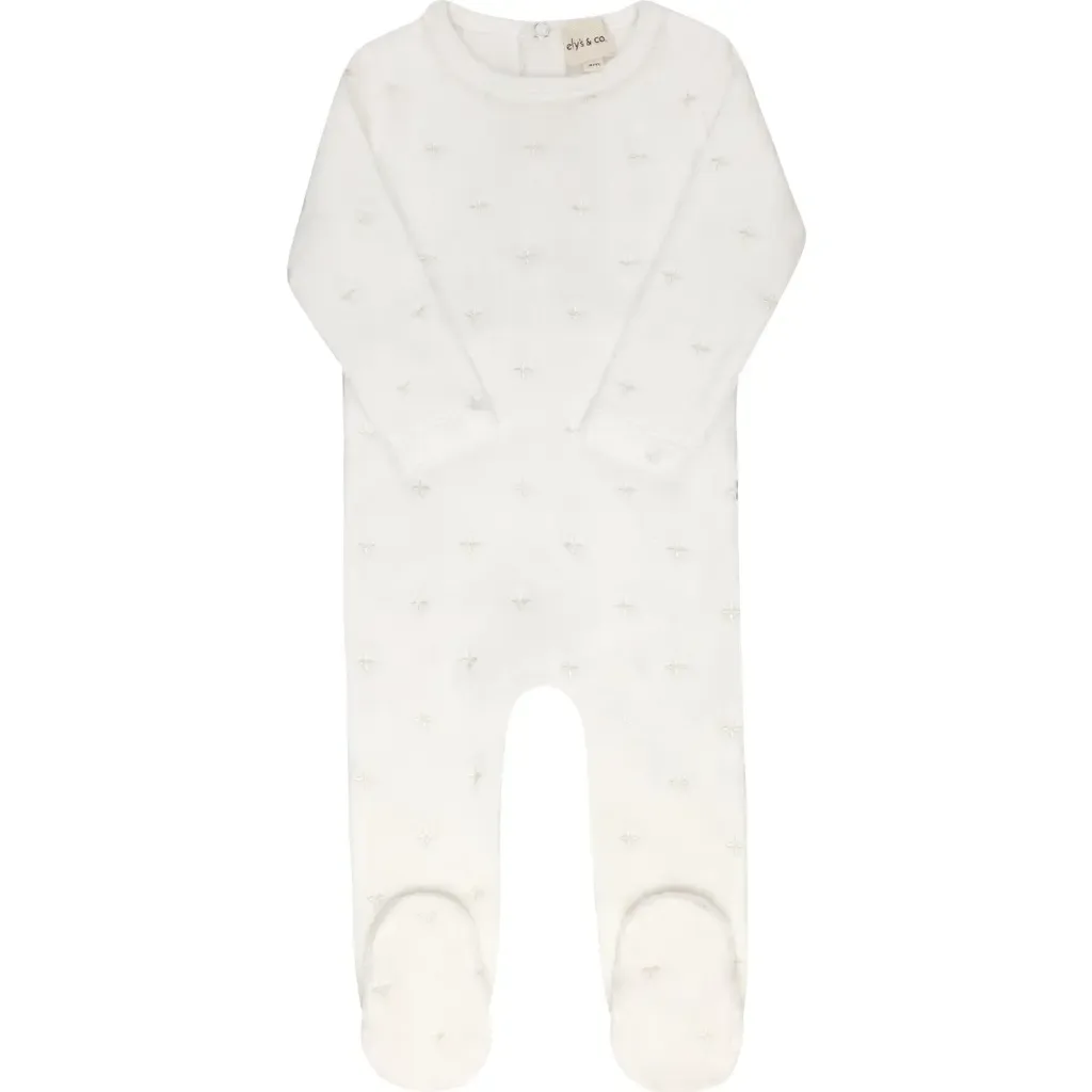 Velour Embroidered Floral Collection - Footie by Ely's & Co.