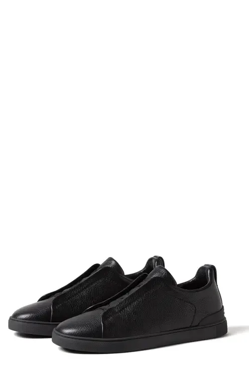 Triple Stitch Deerskin Leather Slip-On Sneaker