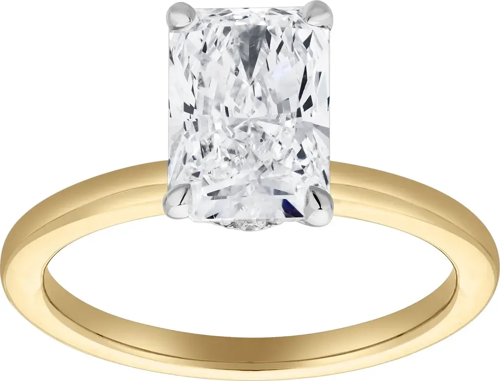 Tia 14K Gold Radiant Lab Grown Diamond Hidden Halo Ring - 2.1 ct by LuvMyJewelry