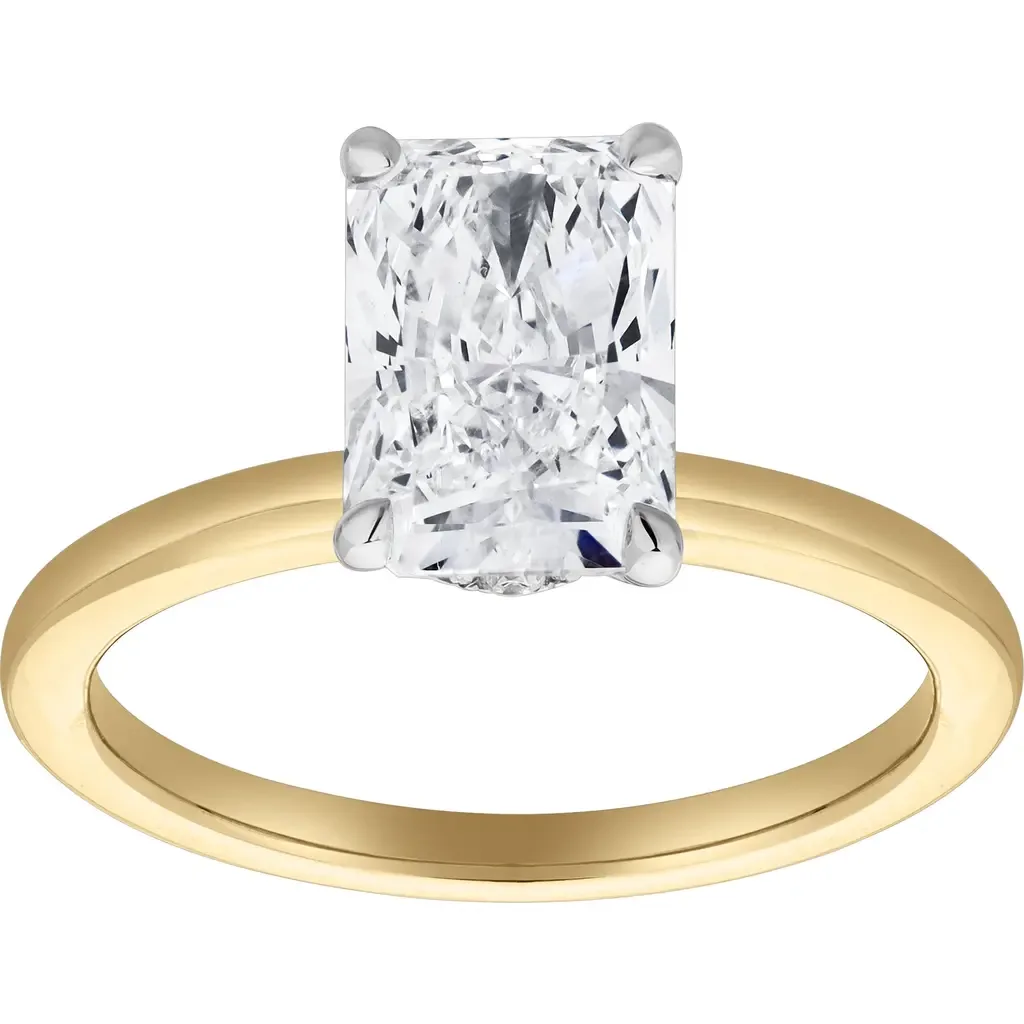 Tia 14K Gold Radiant Lab Grown Diamond Hidden Halo Ring - 2.1 ct by LuvMyJewelry