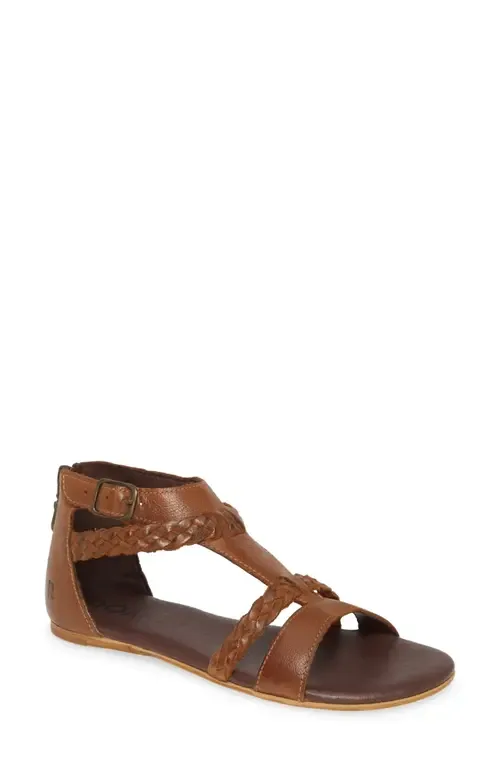 Posey Braided V-Strap Sandal in Tan Leather by ROAN