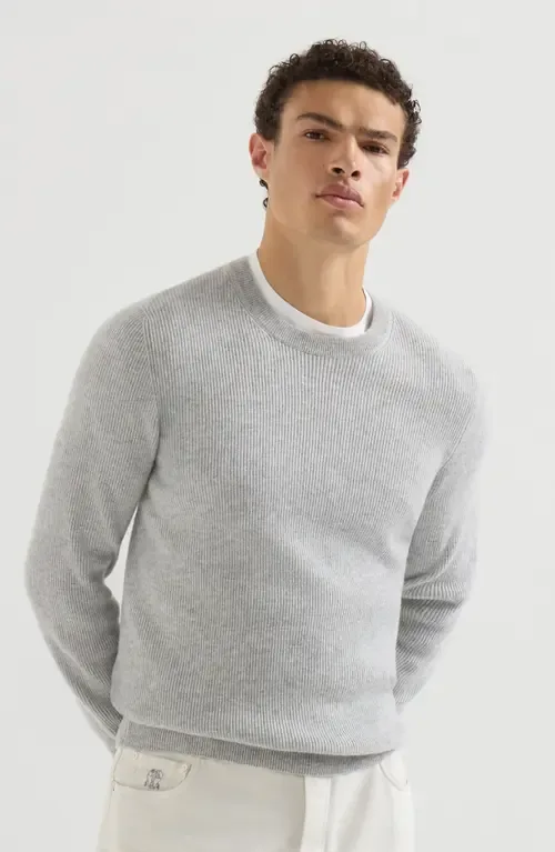 Cashmere English Rib Sweater by Brunello Cucinelli