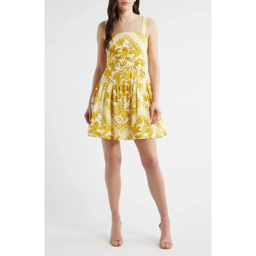 Mixed Print Cotton Minidress