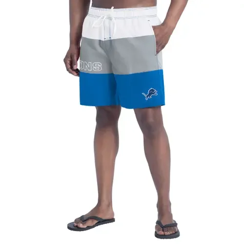 G-III Sports by Carl Banks Blue/Silver Detroit Lions Sunrise Volley Swim Shorts by G-III SPORTS BY CARL BANKS