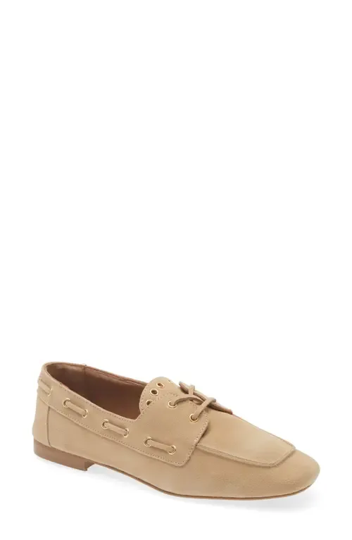 Andee Boat Shoe in Beige Suede