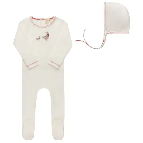 Cross Stitch Duckling Collection - Footie + Bonnet by Ely's & Co.