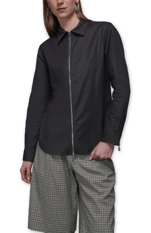 The Essential Long Sleeve Oxford Zip Up Shirt by WILDFANG