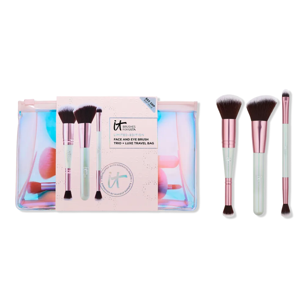 Airbrush Face & Eye Brush Trio + Luxe Travel Bag by IT Brushes For ULTA