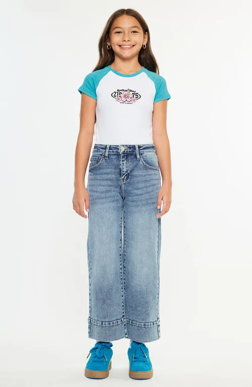 Nellie High Rise Crop Wide Leg Jeans by KanCan