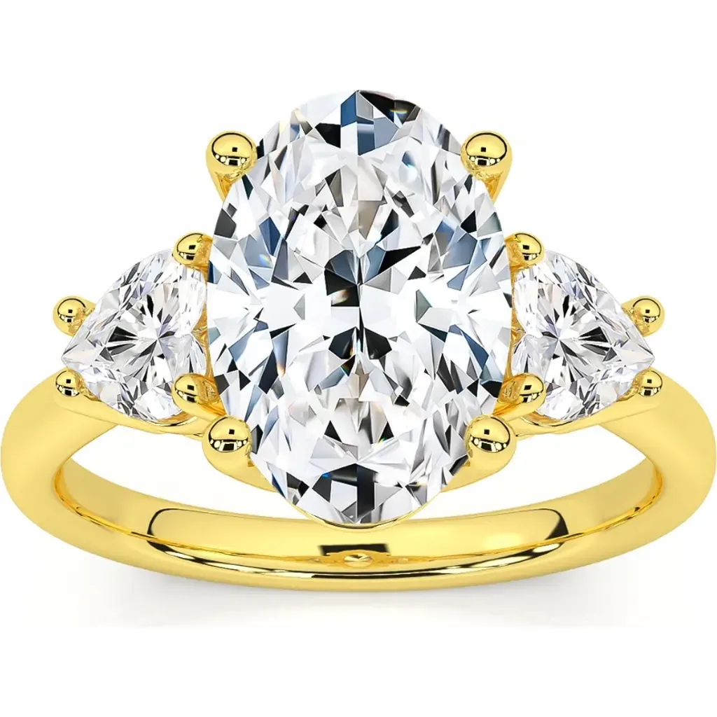 Certified 2 3/4Ct Oval & Heart Shape Diamond Engagement Ring Lab Grown 14k Gold by Bliss Diamond