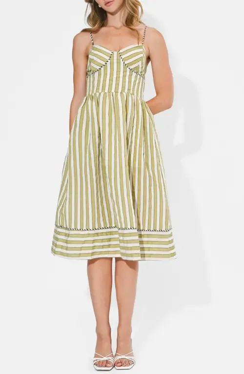 Perle Stripe Fit & Flare Midi Dress by Adelyn Rae