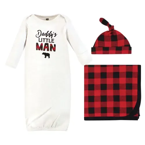 Newborn Layette Collection Gown, Swaddle & Choice of Headwear by Hudson Baby