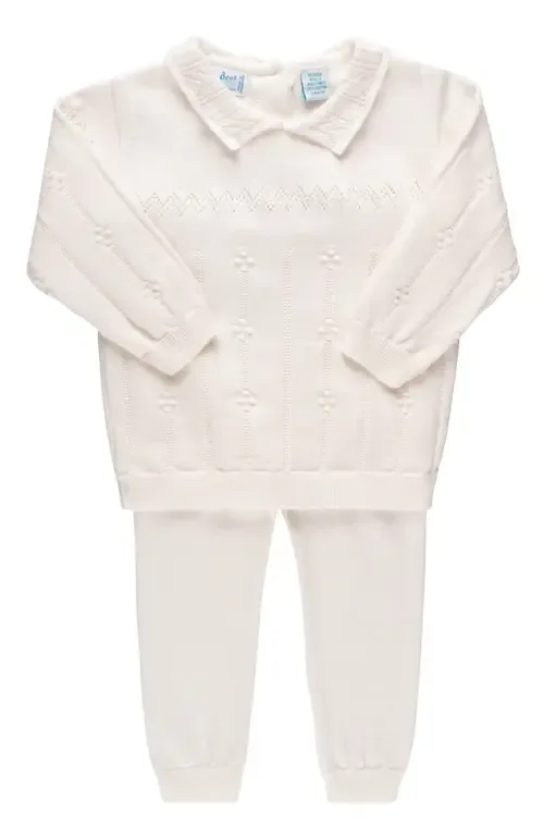 Pompom Pointelle Stitch Sweater & Pants Set by Feltman Brothers