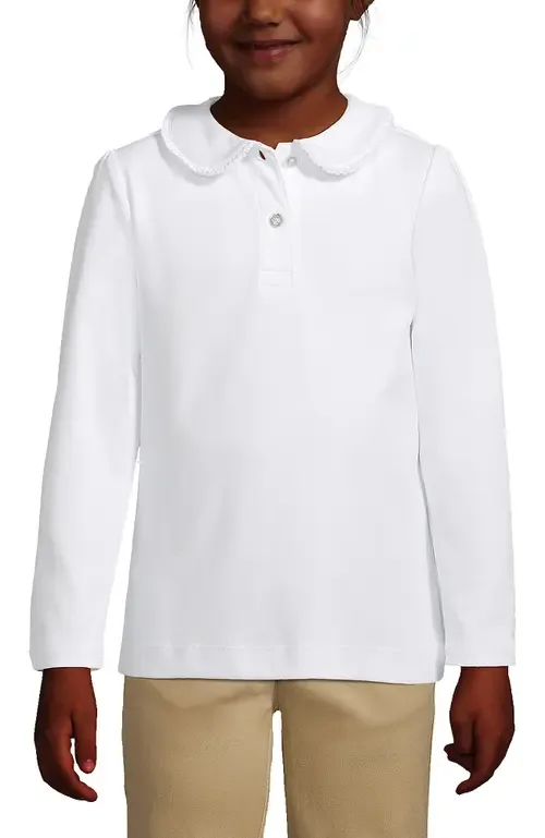 Long Sleeve Ruffled Peter Pan Collar Knit Shirt by Lands' End