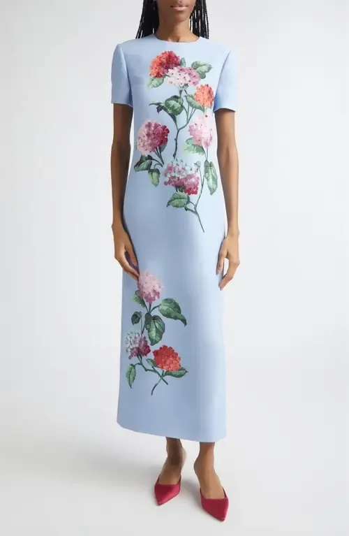 Embroidered Short Sleeve Midi Dress
