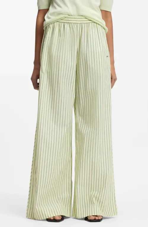 Tiplyn Stripe Wide Leg Cotton Pants by BOSS Orange