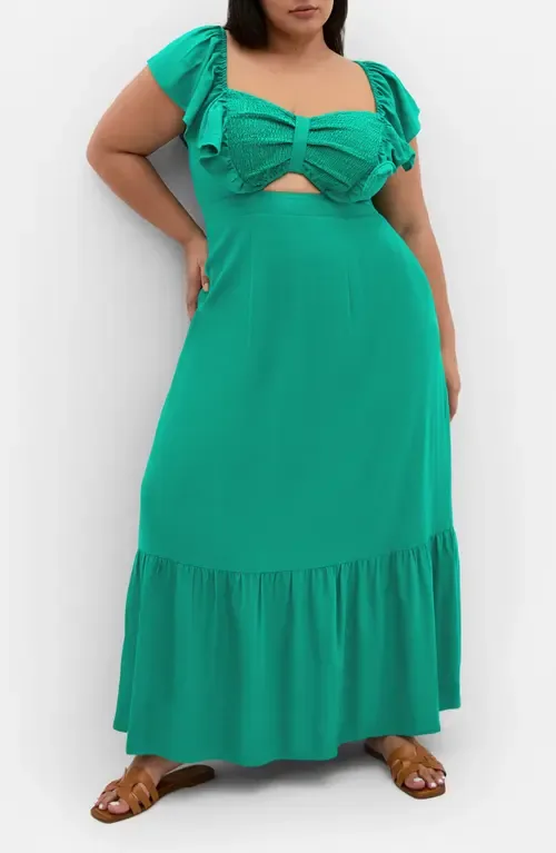 Alora Flutter Sleeve Cutout Maxi Dress