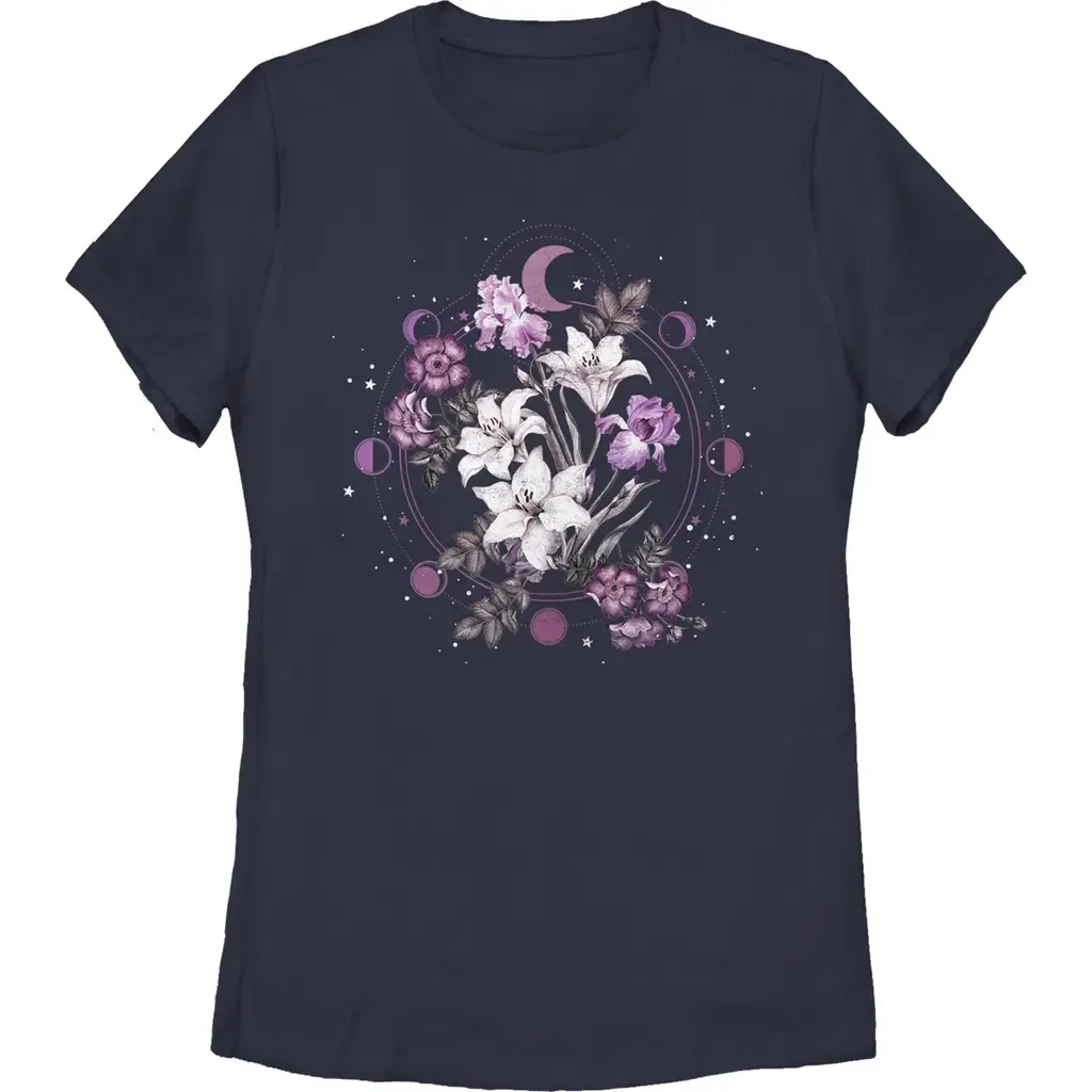 Floral Moon Short Sleeve Graphic T-Shirt by Lost Gods