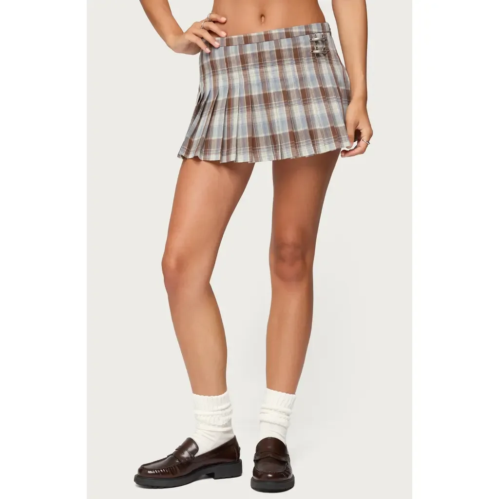 Tracy Plaid Pleated Miniskirt by EDIKTED