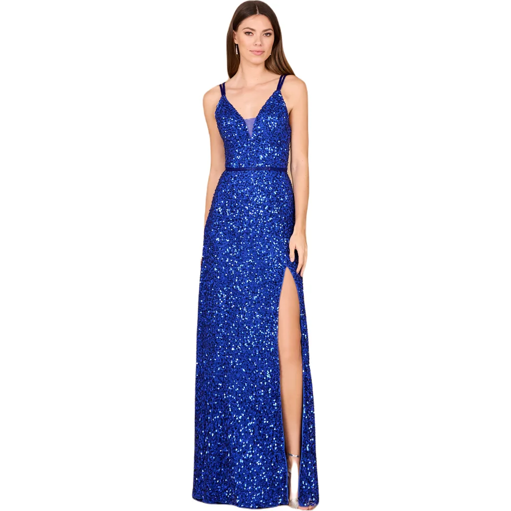 Beaded Prom Dress with High Slit