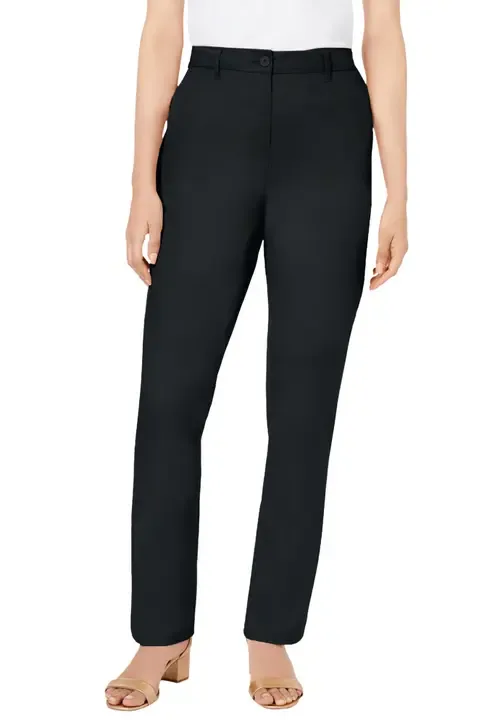 Stretch Cotton Chino Straight Leg Pant by Jessica London
