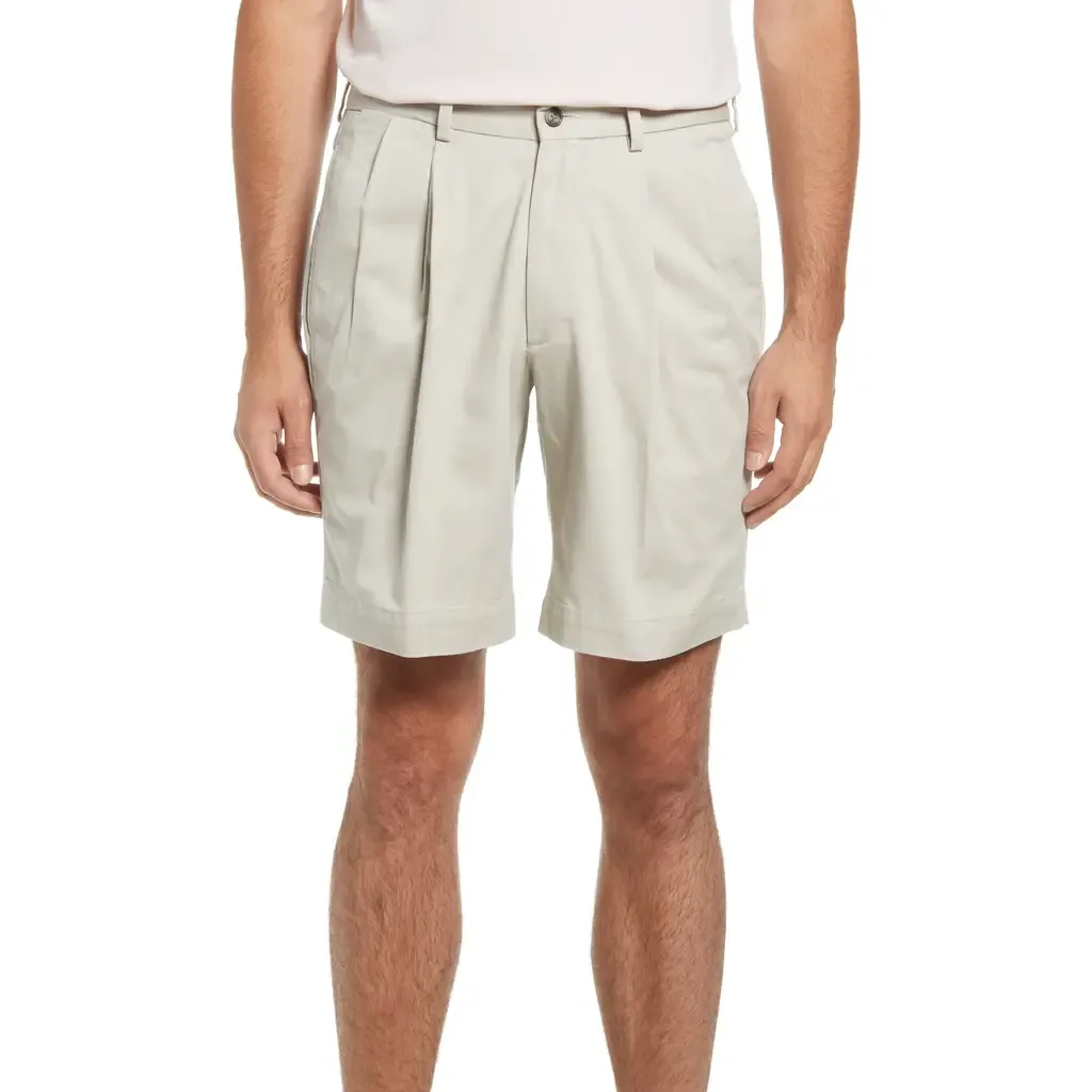 Charleston Khakis Pleated Chino Shorts - Stone