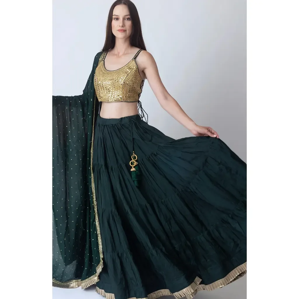 Camila Mirror Embroidered Tiered Lehenga Choli by RAAS
