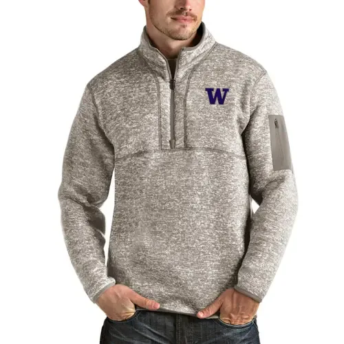 Antigua Oatmeal Washington Huskies Fortune Half-Zip Pullover Jacket by ANTIGUA