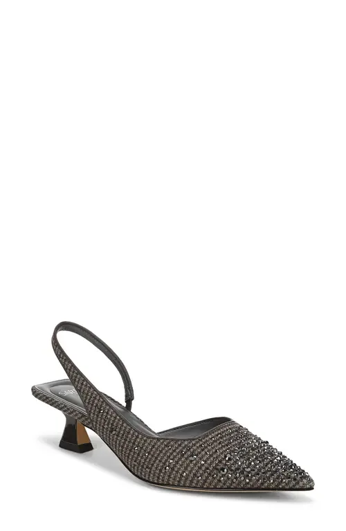 Devin Pointed Toe Slingback Pump in Brown Fabric