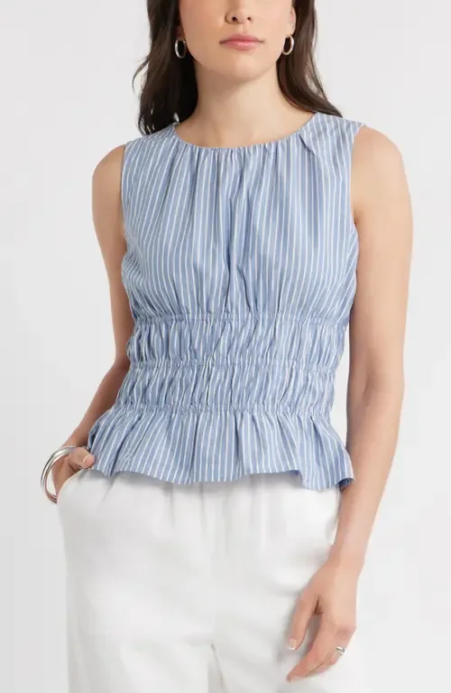 Smocked Peplum Poplin Top by caslon(r)